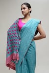 Shop_Naina Jain_Blue Cotton Silk Woven Bandhani Saree With Unstitched Blouse Piece _Online_at_Aza_Fashions