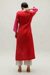Shop_Naina Jain_Red Silk Gota Patti Round Neck Straight Bandhani Pattern Kurta _at_Aza_Fashions