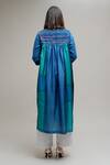 Shop_Naina Jain_Blue Silk, Georgette Embroidery Round Neck Textile Yoke Kurta _at_Aza_Fashions