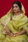 Buy_Naina Jain_Yellow Organza Woven Bandhani Round Neck Zari Border Saree With Blouse _Online_at_Aza_Fashions