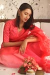 Naina Jain_Pink Silk Embroidered Bandhani Ombre Pattern Saree With Unstitched Blouse Piece _Online_at_Aza_Fashions