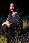 Shop_Naina Jain_Black Chiffon Handwoven And Striped Saree With Unstitched Blouse Piece _Online_at_Aza_Fashions