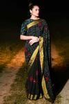 Buy Naina Jain Black Silk Hand Bandhani Pattern Saree With Unstitched Blouse Piece at Aza Fashions Buy_Naina Jain_Black Silk Hand Bandhani Pattern Saree With Unstitched Blouse Piece _at_Aza_Fashions