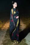 Shop Naina Jain Black Silk Hand Bandhani Pattern Saree With Unstitched Blouse Piece at Aza Fashions Shop_Naina Jain_Black Silk Hand Bandhani Pattern Saree With Unstitched Blouse Piece _at_Aza_Fashions