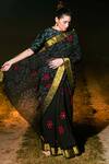 Naina Jain Black Silk Hand Bandhani Pattern Saree With Unstitched Blouse Piece Online at Aza Fashions Naina Jain_Black Silk Hand Bandhani Pattern Saree With Unstitched Blouse Piece _Online_at_Aza_Fashions