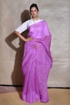 Buy_Naina Jain_Purple Silk Embroidered Bandhani Organza Saree With Unstitched Blouse Piece _at_Aza_Fashions