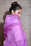 Shop_Naina Jain_Purple Silk Embroidered Bandhani Organza Saree With Unstitched Blouse Piece _at_Aza_Fashions