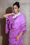 Shop_Naina Jain_Purple Silk Embroidered Bandhani Organza Saree With Unstitched Blouse Piece _Online_at_Aza_Fashions