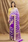 Buy_Resa by Ushnakmals_Purple Georgette Woven Zari Geometric Motif Saree With Running Blouse _at_Aza_Fashions