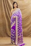 Buy_Resa by Ushnakmals_Purple Georgette Woven Zari Geometric Motif Saree With Running Blouse _Online_at_Aza_Fashions