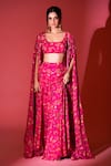 Buy_Krisha sunny Ramani_Fuchsia Georgette Printed Floral Cape Open Sharara Set _at_Aza_Fashions