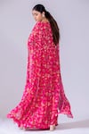 Shop_Krisha sunny Ramani_Fuchsia Georgette Printed Floral Cape Open Sharara Set _at_Aza_Fashions