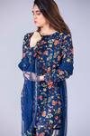 Krisha sunny Ramani_Blue Georgette Printed And Hand Embroidered Floral Round Kurta Gharara Set _Online_at_Aza_Fashions