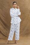 Buy_Linen Bloom_White 100% Linen Printed Polka Dots Pant _at_Aza_Fashions