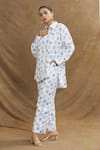 Shop_Linen Bloom_White 100% Linen Printed Polka Dots Pant _at_Aza_Fashions