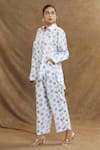 Linen Bloom_White 100% Linen Printed Polka Dots Pant _Online_at_Aza_Fashions