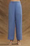 Buy_Linen Bloom_Blue 100% Linen Plain Solid Pant _Online_at_Aza_Fashions