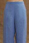 Shop_Linen Bloom_Blue 100% Linen Plain Solid Pant _Online_at_Aza_Fashions