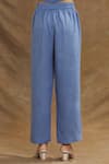 Linen Bloom_Blue 100% Linen Plain Solid Pant _at_Aza_Fashions