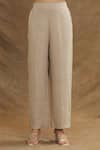 Buy_Linen Bloom_Brown 100% Linen Plain Solid Pant _Online_at_Aza_Fashions