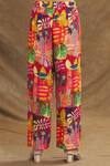 Linen Bloom_Multi Color 100% Linen Digital Printed Candy Pant _at_Aza_Fashions