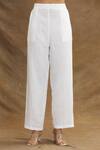 Buy_Linen Bloom_White 100% Linen Plain Pant _Online_at_Aza_Fashions