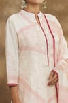 Shop_Peenacolada_White Chanderi Block Printed Notched Kurta Palazzo Set _at_Aza_Fashions