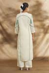 Peenacolada_Off White Cotton Embroidery Split V-neck Kurta Pant Set _Online_at_Aza_Fashions
