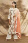 Buy_Peenacolada_Off White Cotton Embroidery Mandarin Collar Kurta Pant Set _at_Aza_Fashions