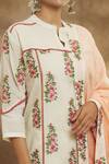 Shop_Peenacolada_Off White Cotton Embroidery Mandarin Collar Kurta Pant Set _at_Aza_Fashions