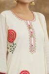 Shop_Peenacolada_Off White Cotton Tassels, Embroidery Round Neck Resham Kurta Pant Set _at_Aza_Fashions