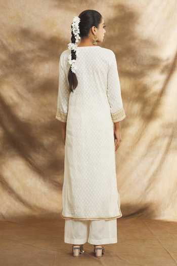 Ombre Cotton Embroidery Floral Aari Kurta Set