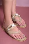 Buy_Ame_Beige Mother Of Pearl Studded Flats_at_Aza_Fashions