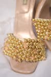 Shop_Foot Fuel_Gold Crystals, Pearls Dilbar Embellished Block Heels _Online_at_Aza_Fashions