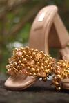 Buy_Foot Fuel_Gold Crystals, Pearls Dilbar Embellished Block Heels 