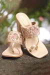 Buy_Foot Fuel_Gold Beads, Zari, Embroidery Ekraar Hand Embellished Block Heels _at_Aza_Fashions
