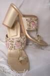 Shop_Foot Fuel_Gold Beads, Zari, Embroidery Ekraar Hand Embellished Block Heels _at_Aza_Fashions