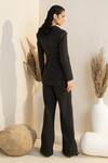 Shop_Intrinsic India_Black Crepe Solid Lapel Collar Emma Blazer And Flared Pant Set _at_Aza_Fashions