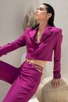 Buy_Intrinsic India_Magenta Crepe Lapel Collar Carla Blazer And Pant Set For Women_Online_at_Aza_Fashions