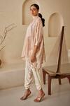 Buy_Twenty Nine_Pink Georgette Embroidered Chikankari V-neck Tasselled Kaftan _Online_at_Aza_Fashions