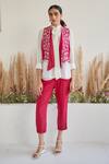 Buy_Twenty Nine_Red Crepe Embroidery Beads Pant _at_Aza_Fashions