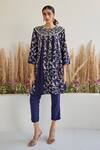 Buy_Twenty Nine_Blue Crepe Plain Cigarette Pant _at_Aza_Fashions