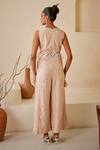 Shop Twenty Nine Pink Georgette Embroidery, Beads, Tassels V-neck Chikankari Jumpsuit at Aza Fashions Shop_Twenty Nine_Pink Georgette Embroidery, Beads, Tassels V-neck Chikankari Jumpsuit _at_Aza_Fashions