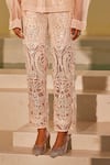 Twenty Nine_Peach Embroidery Mirror Cigarette Pant _Online_at_Aza_Fashions