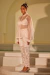 Buy_Twenty Nine_Peach Embroidery Mirror Cigarette Pant _Online_at_Aza_Fashions