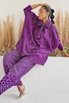 Buy_Twenty Nine_Purple Rayon Turtle Neck Bandhani Tie Up Top _at_Aza_Fashions
