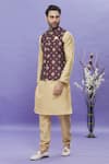 Arihant Rai Sinha Wine Silk Embroidery Floral Print Bundi Online at Aza Fashions Arihant Rai Sinha_Wine Silk Embroidery Floral Print Bundi _Online_at_Aza_Fashions