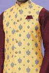 Buy Arihant Rai Sinha Yellow Silk Embroidery Floral Printed Art Banarasi Bundi Online at Aza Fashions Buy_Arihant Rai Sinha_Yellow Silk Embroidery Floral Printed Art Banarasi Bundi _Online_at_Aza_Fashions