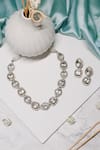 Ishhaara_Silver Plated Crystals Kundan Stone Embellished Choker Set _Online_at_Aza_Fashions