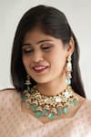 Buy_Ishhaara_Multi Color Diamonds, Beads Stone Embellished Choker Set _at_Aza_Fashions